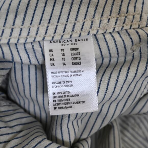 American Eagle Womens 10 Short High Rise Striped Belted Pants - Picture 9 of 10